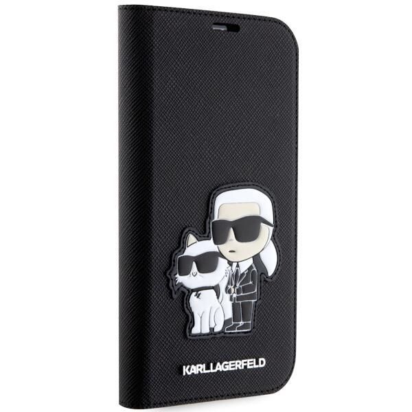 Back panel cover Karl Lagerfeld Karl Lagerfeld KLBKP14LSANKCPK iPhone 14 Pro 6.1" bookcase black/black Saffiano Karl & Choupette