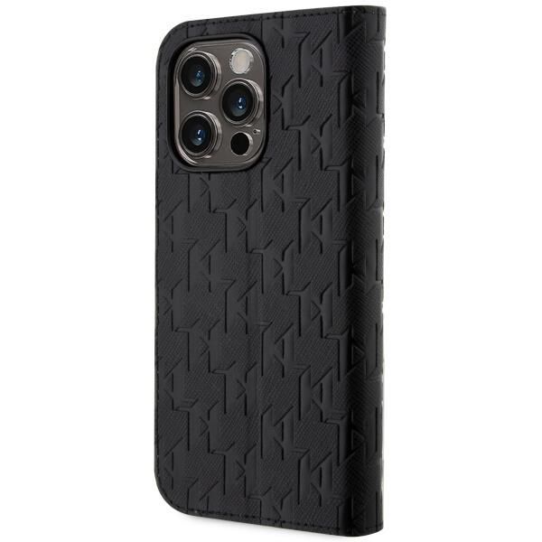 Back panel cover Karl Lagerfeld Karl Lagerfeld KLBKP14XSAKLHPK iPhone 14 Pro Max 6.7" bookcase black/black Saffiano Monogram