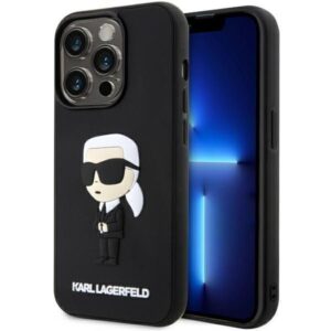 Aizmugurējais vāciņš Karl Lagerfeld  Karl Lagerfeld KLHCP14L3DRKINK iPhone 14 Pro 6.1" black/black hardcase Rubber Ikonik 3D 