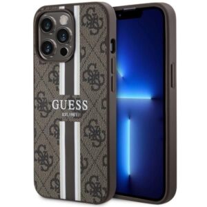 Aizmugurējais vāciņš Guess  Guess GUHMP13LP4RPSW iPhone 13 Pro / 13 6.1" brown/brown hardcase 4G Printed Stripes MagSafe
