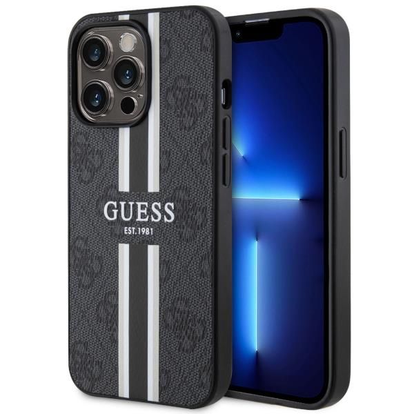Aizmugurējais vāciņš Guess Guess GUHMP13XP4RPSK iPhone 13 Pro Max 6.7" black/black hardcase 4G Printed Stripes MagSafe