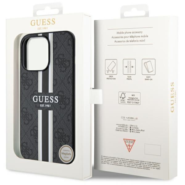 Aizmugurējais vāciņš Guess Guess GUHMP13XP4RPSK iPhone 13 Pro Max 6.7" black/black hardcase 4G Printed Stripes MagSafe
