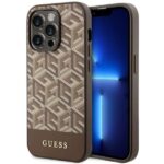 Aizmugurējais vāciņš Guess  Guess GUHMP14LHGCFSEW iPhone 14 Pro 6.1" brown/brown hard case GCube Stripes MagSafe