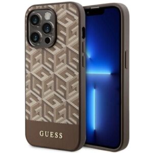Aizmugurējais vāciņš Guess  Guess GUHMP14LHGCFSEW iPhone 14 Pro 6.1" brown/brown hard case GCube Stripes MagSafe