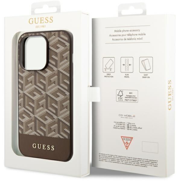 Tagakaaned Guess Guess GUHMP14LHGCFSEW iPhone 14 Pro 6.1" brown/brown hard case GCube Stripes MagSafe