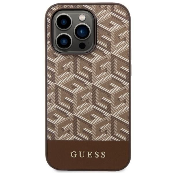 Tagakaaned Guess Guess GUHMP14LHGCFSEW iPhone 14 Pro 6.1" brown/brown hard case GCube Stripes MagSafe