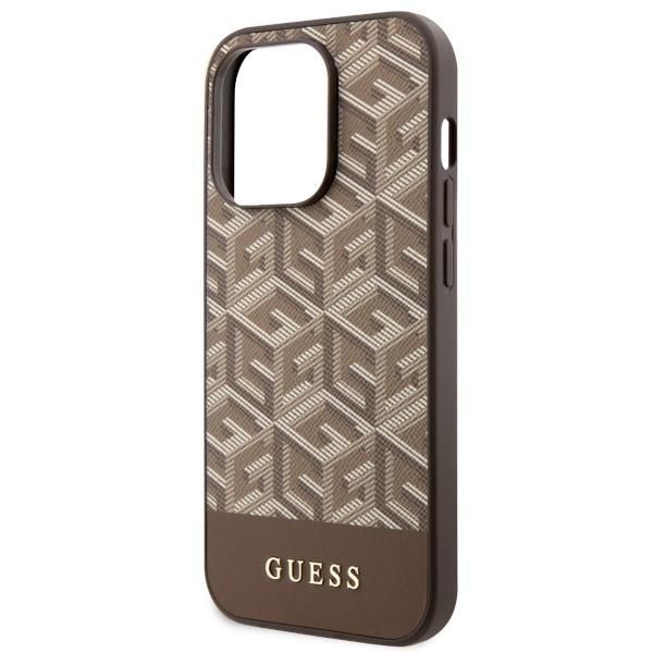 Tagakaaned Guess Guess GUHMP14LHGCFSEW iPhone 14 Pro 6.1" brown/brown hard case GCube Stripes MagSafe