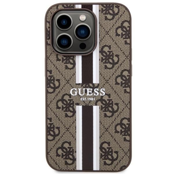 Tagakaaned Guess Guess GUHMP14LP4RPSW iPhone 14 Pro 6.1" brown/brown hardcase 4G Printed Stripes MagSafe