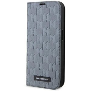 Aizmugurējais vāciņš Karl Lagerfeld  Karl Lagerfeld KLBKP14LSAKLHPG iPhone 14 Pro 6.1" bookcase silver/silver Saffiano Monogram 