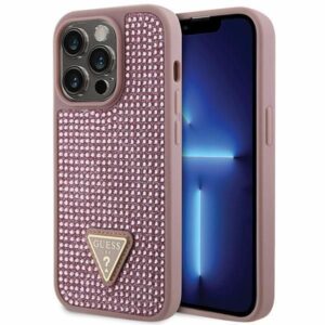 Nugarėlės dėklai Guess  Guess GUHCP14LHDGTPP iPhone 14 Pro 6.1" pink/pink hardcase Rhinestone Triangle 