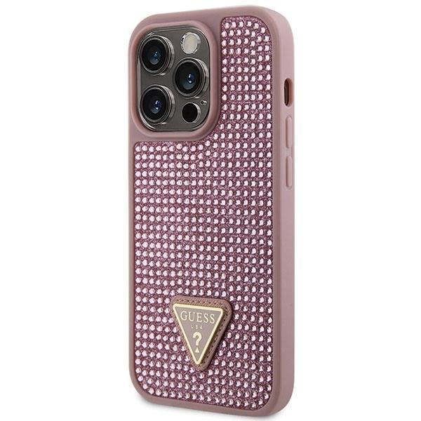Aizmugurējais vāciņš Guess Guess GUHCP14LHDGTPP iPhone 14 Pro 6.1" pink/pink hardcase Rhinestone Triangle