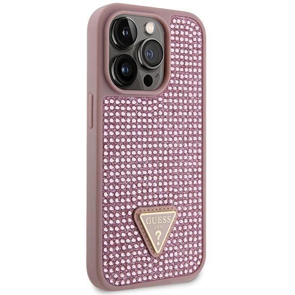 Aizmugurējais vāciņš Guess Guess GUHCP14LHDGTPP iPhone 14 Pro 6.1" pink/pink hardcase Rhinestone Triangle