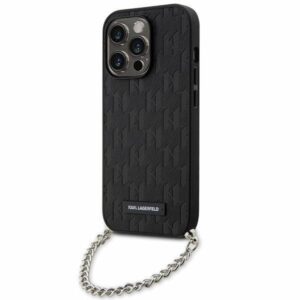 Aizmugurējais vāciņš Karl Lagerfeld  Karl Lagerfeld KLHCP14LSACKLHPK iPhone 14 Pro 6.1" black/black hardcase Saffiano Monogram Chain 