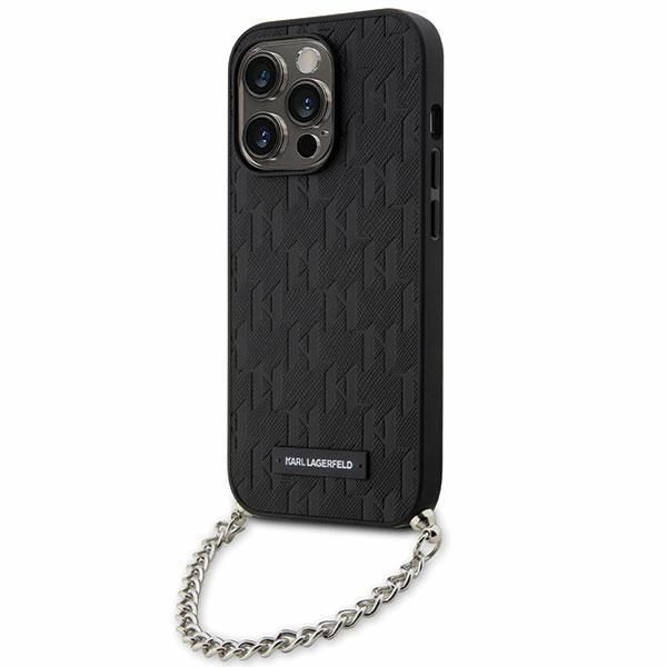 Aizmugurējais vāciņš Karl Lagerfeld Karl Lagerfeld KLHCP14LSACKLHPK iPhone 14 Pro 6.1" black/black hardcase Saffiano Monogram Chain