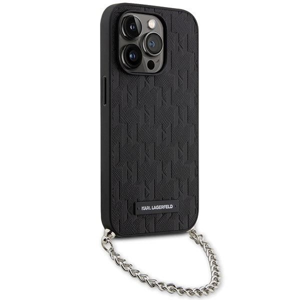 Aizmugurējais vāciņš Karl Lagerfeld Karl Lagerfeld KLHCP14LSACKLHPK iPhone 14 Pro 6.1" black/black hardcase Saffiano Monogram Chain