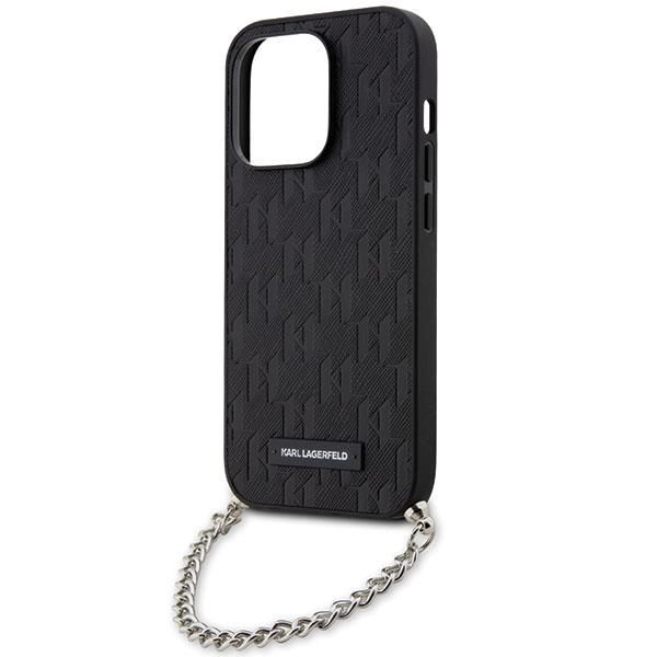 Aizmugurējais vāciņš Karl Lagerfeld Karl Lagerfeld KLHCP14LSACKLHPK iPhone 14 Pro 6.1" black/black hardcase Saffiano Monogram Chain