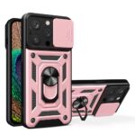 Aizmugurējais vāciņš Hurtel  Hybrid Armor Camshield case with stand and camera cover for iPhone 15 Pro - pink 