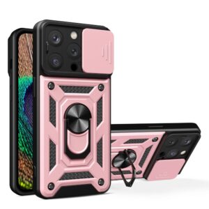 Aizmugurējais vāciņš Hurtel  Hybrid Armor Camshield case with stand and camera cover for iPhone 15 Pro - pink 