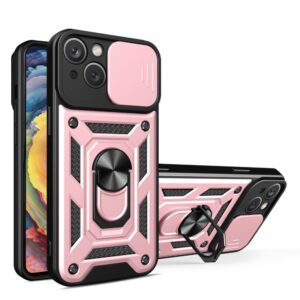 Aizmugurējais vāciņš Hurtel - Hybrid Armor Camshield Case with Stand and Camera Cover for iPhone 15 Plus - Pink 