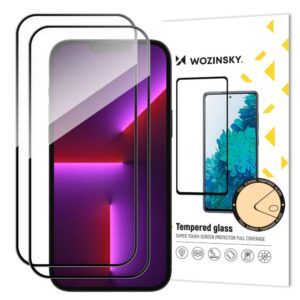 Apsauginiai stiklai Wozinsky - 2pcs Full Screen Tempered Glass with Frame Case Friendly Wozinsky Full Glue iPhone 15 Pro - Black 