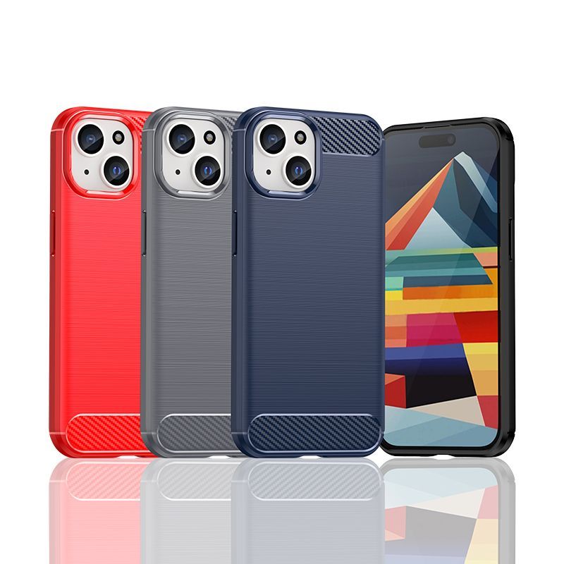 Back panel cover Hurtel Flexible Carbon Case with carbon pattern for iPhone 15 - black