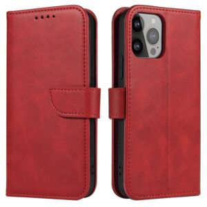 Nugarėlės dėklai Hurtel - Wallet Case with Stand for iPhone 15 Pro Max Magnet Case - Red 