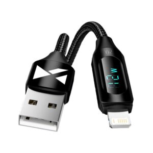 Cable Wozinsky  USB-A Cable - Lightning Wozinsky WUALC2 with LED Display 2.4A 2m - Black 