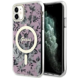 Aizmugurējais vāciņš Guess  Guess GUHMN61HCFWSP iPhone 11 / Xr 6.1" pink/pink hardcase Flower MagSafe