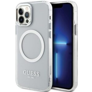 Nugarėlės dėklai Guess  Guess Metal Outline Magsafe case for iPhone 12 / iPhone 12 Pro - silver 