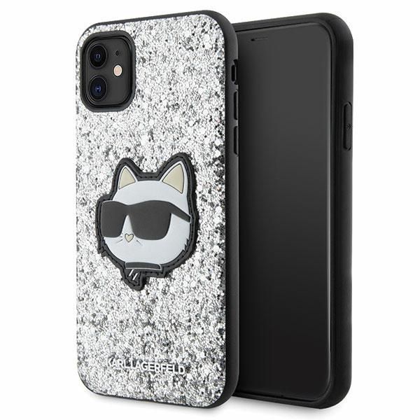 Back panel cover Karl Lagerfeld Karl Lagerfeld KLHCN61G2CPS iPhone 11 / Xr 6.1" silver/silver hardcase Glitter Choupette Patch