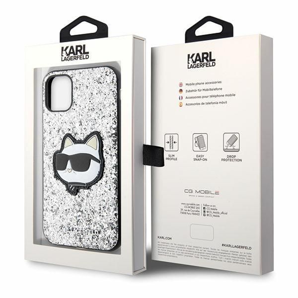 Back panel cover Karl Lagerfeld Karl Lagerfeld KLHCN61G2CPS iPhone 11 / Xr 6.1" silver/silver hardcase Glitter Choupette Patch