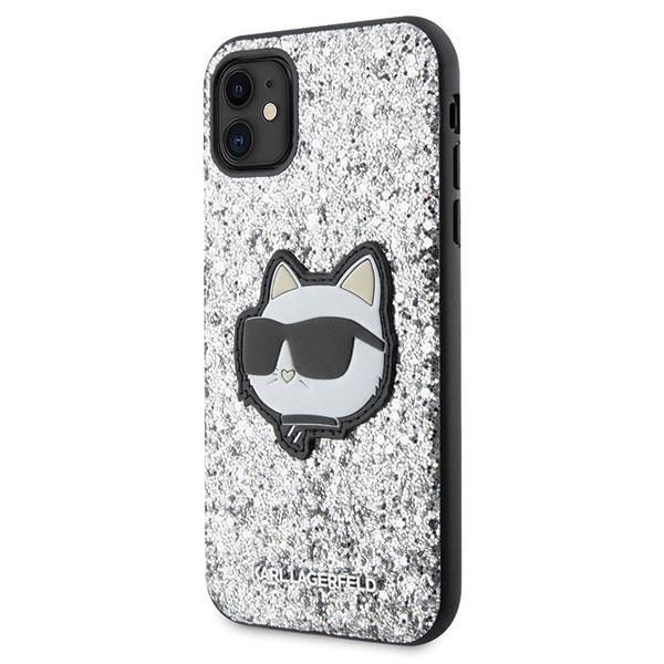 Back panel cover Karl Lagerfeld Karl Lagerfeld KLHCN61G2CPS iPhone 11 / Xr 6.1" silver/silver hardcase Glitter Choupette Patch