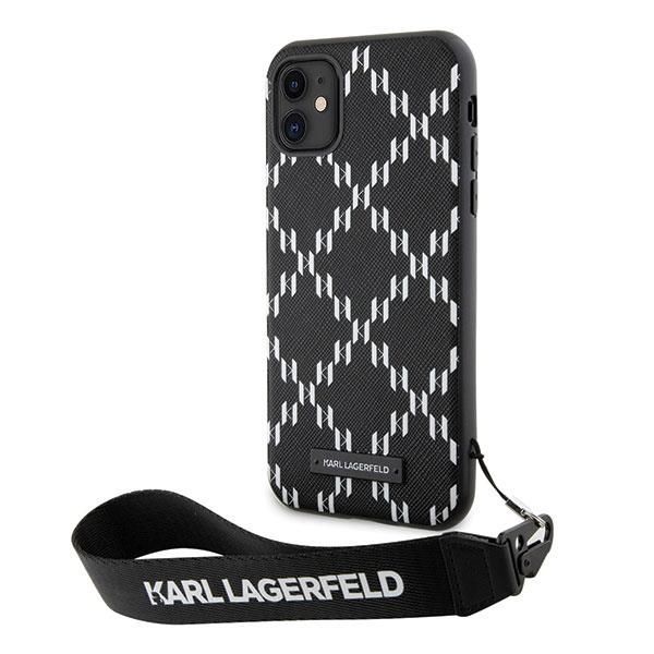 Back panel cover Karl Lagerfeld Karl Lagerfeld KLHCN61SAKLMBSK iPhone 11 / Xr 6.1" black/black hardcase Monogram Losange Saffiano