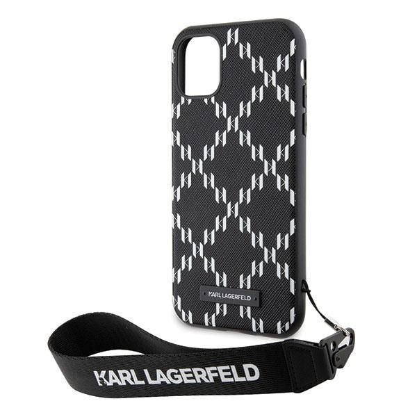 Back panel cover Karl Lagerfeld Karl Lagerfeld KLHCN61SAKLMBSK iPhone 11 / Xr 6.1" black/black hardcase Monogram Losange Saffiano