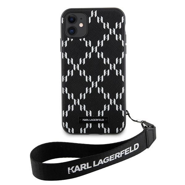 Back panel cover Karl Lagerfeld Karl Lagerfeld KLHCN61SAKLMBSK iPhone 11 / Xr 6.1" black/black hardcase Monogram Losange Saffiano