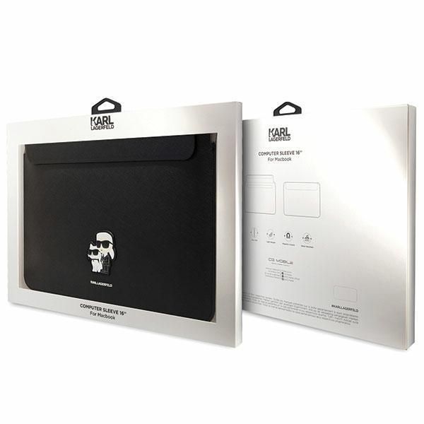 Tagakaaned Karl Lagerfeld Karl Lagerfeld Saffiano Karl&Choupette case for a 16" laptop - black