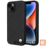 Back panel cover BMW  Case BMW BMHCP14S22RQDK iPhone 14 6.1" black/black Leather Quilted 
