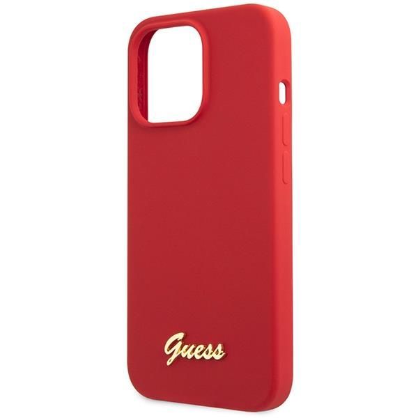 Tagakaaned Guess Guess GUHCP13XLSLMGRE iPhone 13 Pro Max 6.7" red/burgundy hard case Silicone Vintage Gold Logo