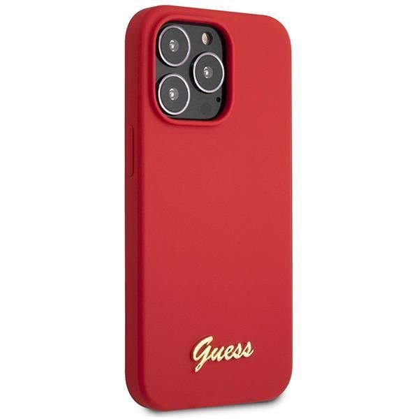 Tagakaaned Guess Guess GUHCP13XLSLMGRE iPhone 13 Pro Max 6.7" red/burgundy hard case Silicone Vintage Gold Logo