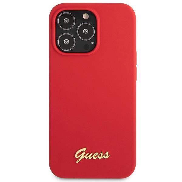 Tagakaaned Guess Guess GUHCP13XLSLMGRE iPhone 13 Pro Max 6.7" red/burgundy hard case Silicone Vintage Gold Logo
