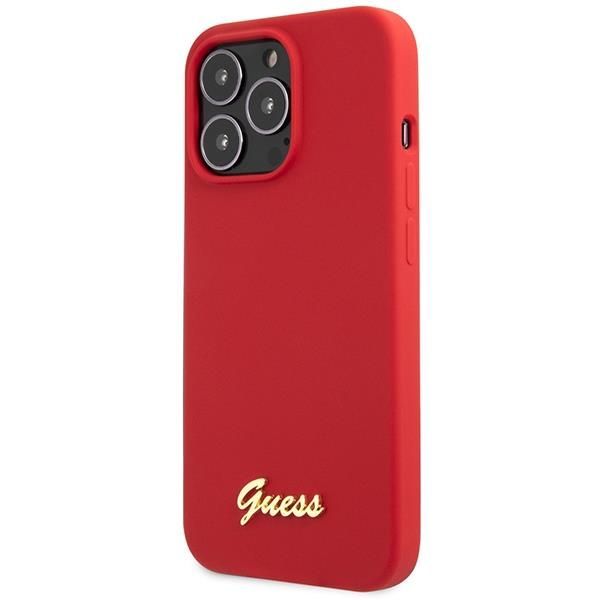 Tagakaaned Guess Guess GUHCP13XLSLMGRE iPhone 13 Pro Max 6.7" red/burgundy hard case Silicone Vintage Gold Logo