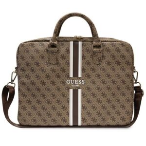 Aizmugurējais vāciņš Guess  Guess 4G Printed Stripes bag for a 16" laptop - brown