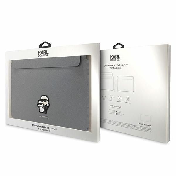 Tagakaaned Karl Lagerfeld Karl Lagerfeld Saffiano Karl&Choupette case for a 14" laptop - silver