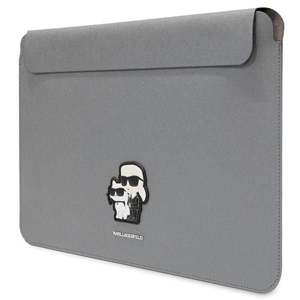 Tagakaaned Karl Lagerfeld Karl Lagerfeld Saffiano Karl&Choupette case for a 16" laptop - silver