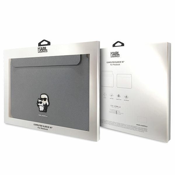 Tagakaaned Karl Lagerfeld Karl Lagerfeld Saffiano Karl&Choupette case for a 16" laptop - silver