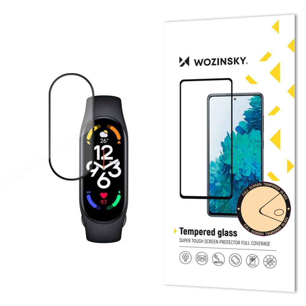 Back panel cover Wozinsky Durable Wozinsky Full Glue Full Screen Tempered Glass with Frame for Xiaomi Mi Band 8 - Black