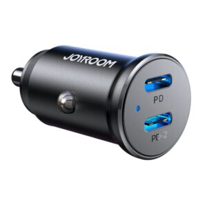 Kabelis Joyroom  Joyroom JR-CCN06 30W 2x USB-C mini car charger metal - black 