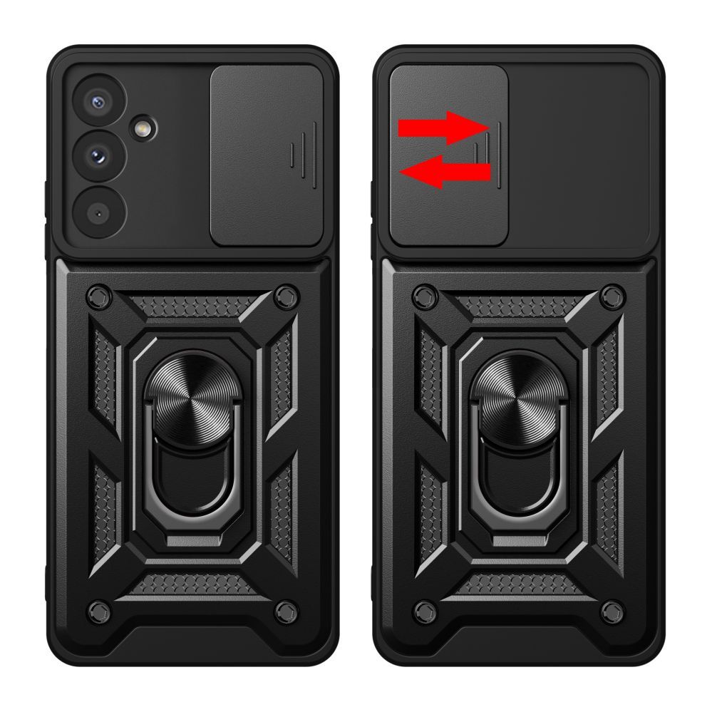 Aizmugurējais vāciņš Hurtel Hybrid Armor Camshield case for Samsung M14 with camera cover - black