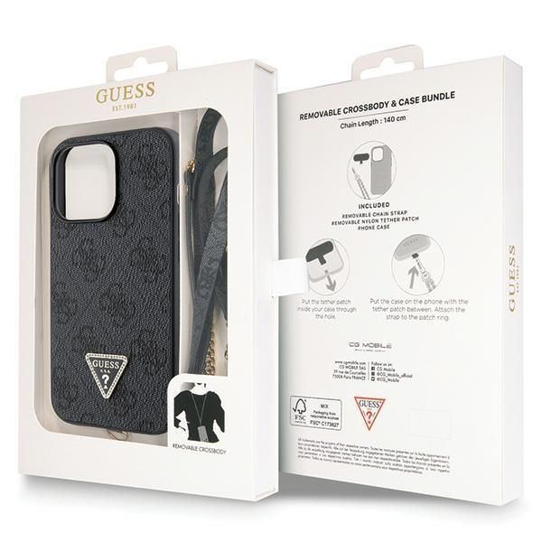 Nugarėlės dėklai Guess Guess GUHCP13LP4TDSCPK Case for iPhone 13 Pro / 13 - Black Crossbody 4G Metal Logo