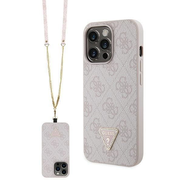 Tagakaaned Guess Guess GUHCP13XP4TDSCPP case for iPhone 13 Pro Max 6.7" - pink Crossbody 4G Metal Logo